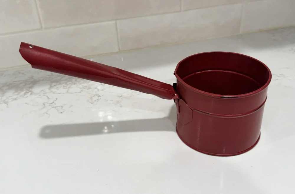Vintage Primitive Red Enamelware Dipper Cups Lot of 3 - Farmhouse Nesting Set